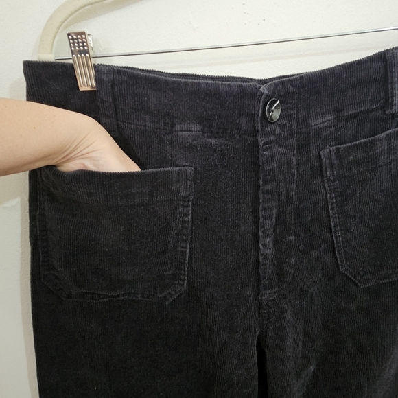 Quince Organic Stretch Corduroy Cropped Wide Leg Pants 14 Black - Picture 6 of 16